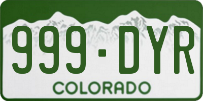 CO license plate 999DYR