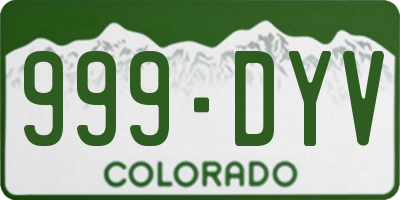 CO license plate 999DYV