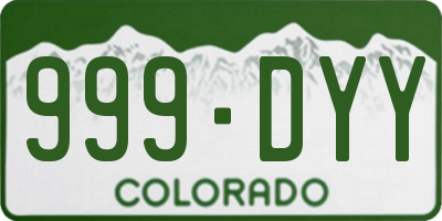 CO license plate 999DYY