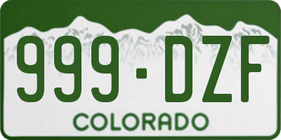 CO license plate 999DZF