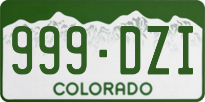 CO license plate 999DZI