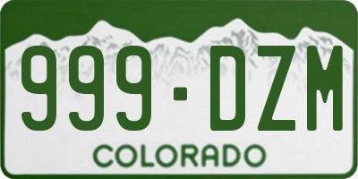CO license plate 999DZM