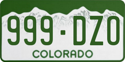 CO license plate 999DZO