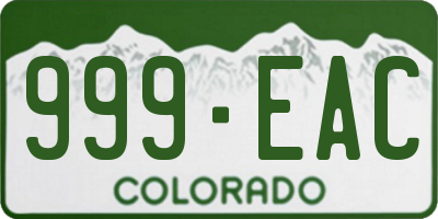CO license plate 999EAC