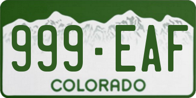 CO license plate 999EAF