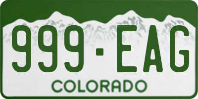 CO license plate 999EAG