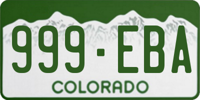 CO license plate 999EBA