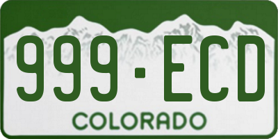 CO license plate 999ECD