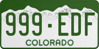 CO license plate 999EDF