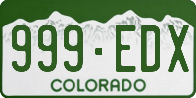 CO license plate 999EDX