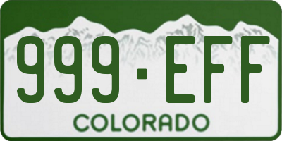 CO license plate 999EFF