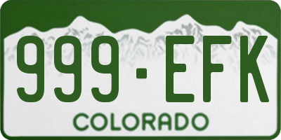 CO license plate 999EFK
