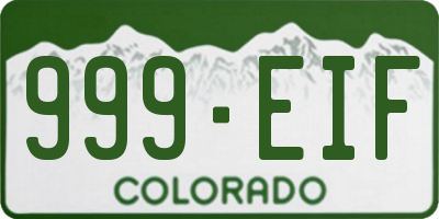 CO license plate 999EIF