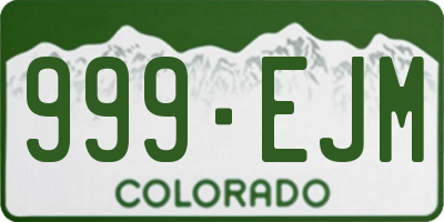CO license plate 999EJM