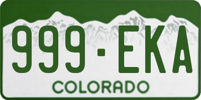 CO license plate 999EKA