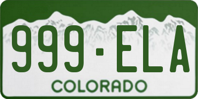 CO license plate 999ELA