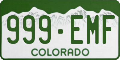 CO license plate 999EMF