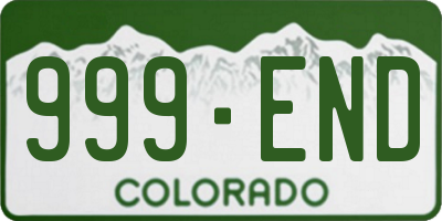 CO license plate 999END