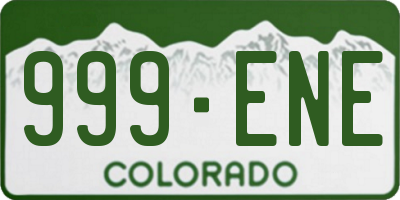 CO license plate 999ENE