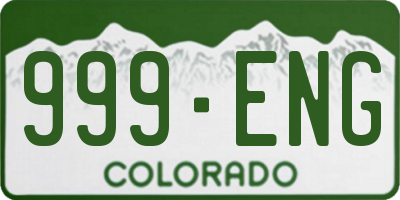 CO license plate 999ENG