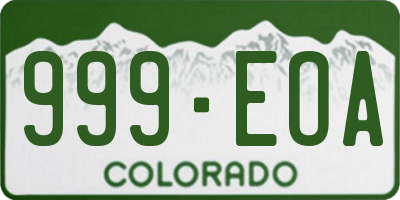 CO license plate 999EOA