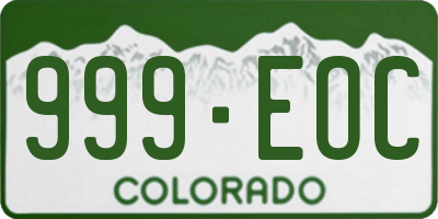 CO license plate 999EOC