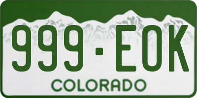 CO license plate 999EOK