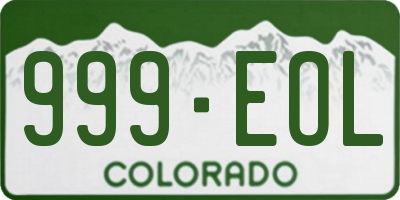CO license plate 999EOL
