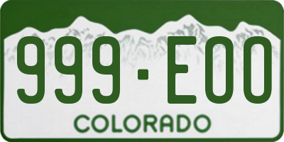 CO license plate 999EOO
