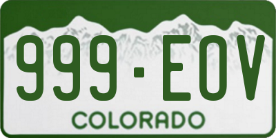 CO license plate 999EOV