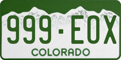 CO license plate 999EOX
