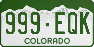 CO license plate 999EQK