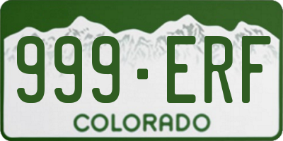 CO license plate 999ERF