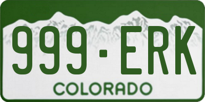 CO license plate 999ERK