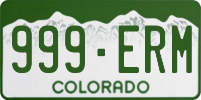 CO license plate 999ERM