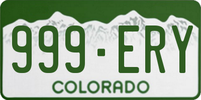 CO license plate 999ERY