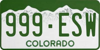 CO license plate 999ESW