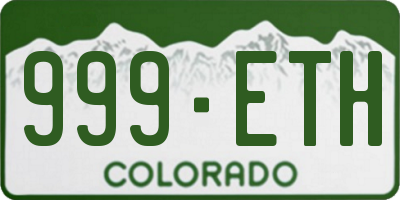 CO license plate 999ETH