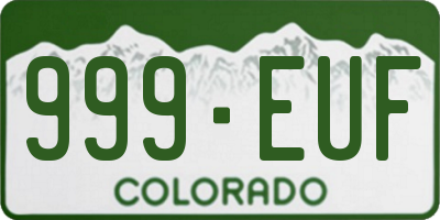CO license plate 999EUF