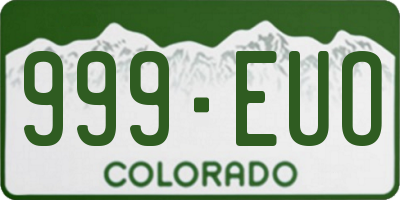 CO license plate 999EUO