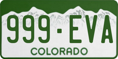 CO license plate 999EVA