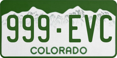 CO license plate 999EVC