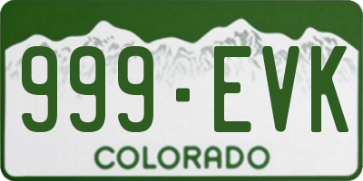 CO license plate 999EVK