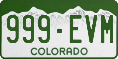 CO license plate 999EVM