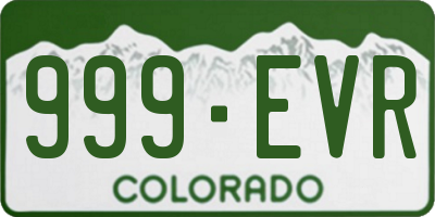 CO license plate 999EVR