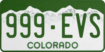 CO license plate 999EVS