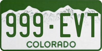 CO license plate 999EVT
