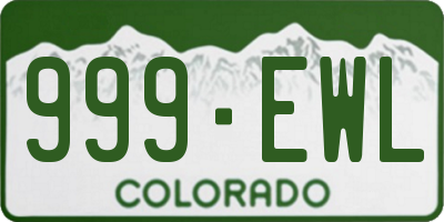 CO license plate 999EWL