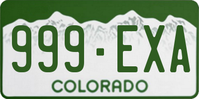 CO license plate 999EXA