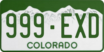 CO license plate 999EXD